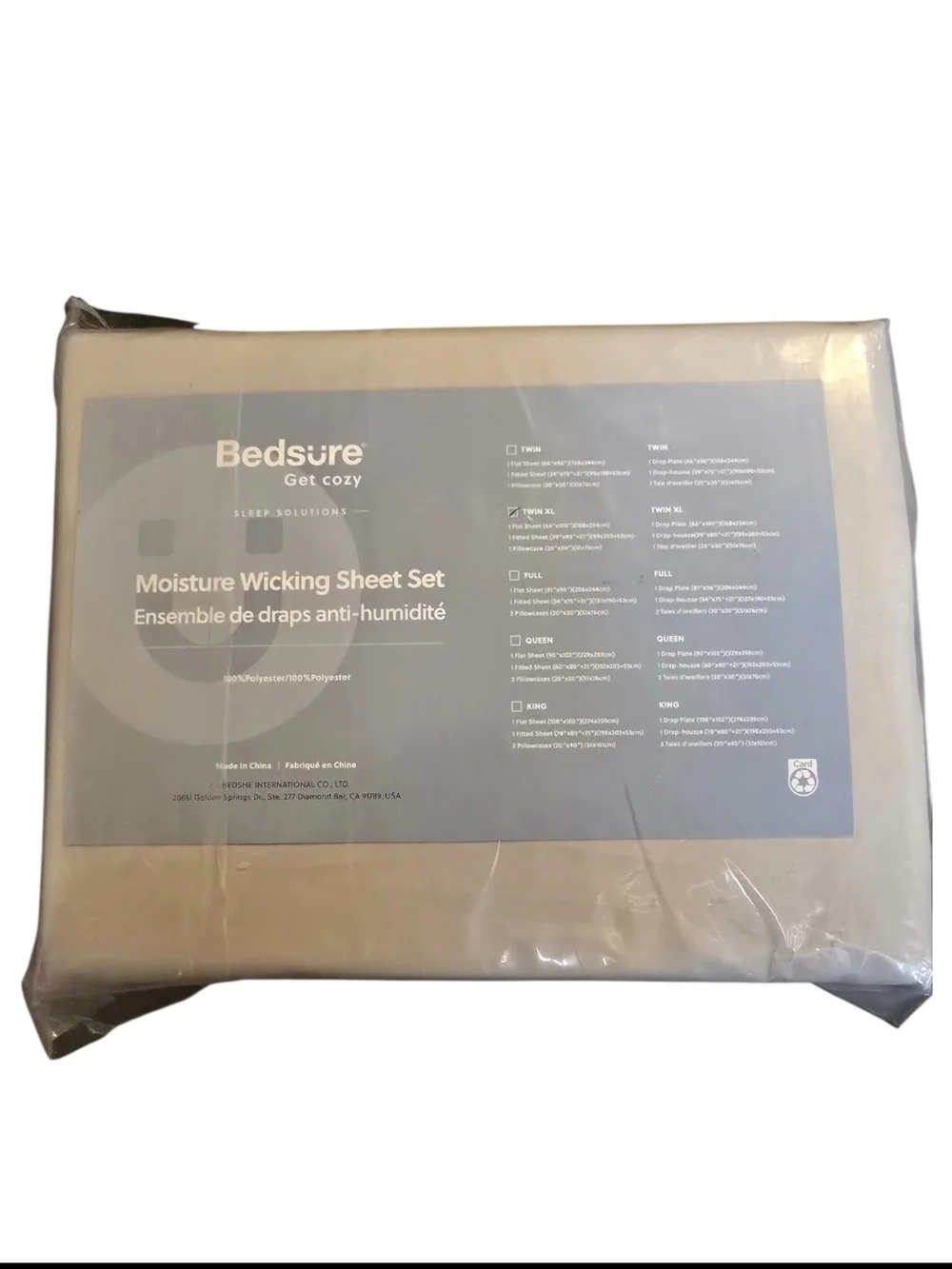 Bedsure Sheet Set Size Twin XL Grey Moisture-Wicking Dorm Room